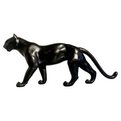 Japanese Art Deco Bronze Panther by Yukiyoshi, Showa Era, 1930's, Japan