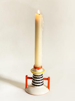 Bougeoir japonais en céramique Art déco, forme géométrique, circa 1930