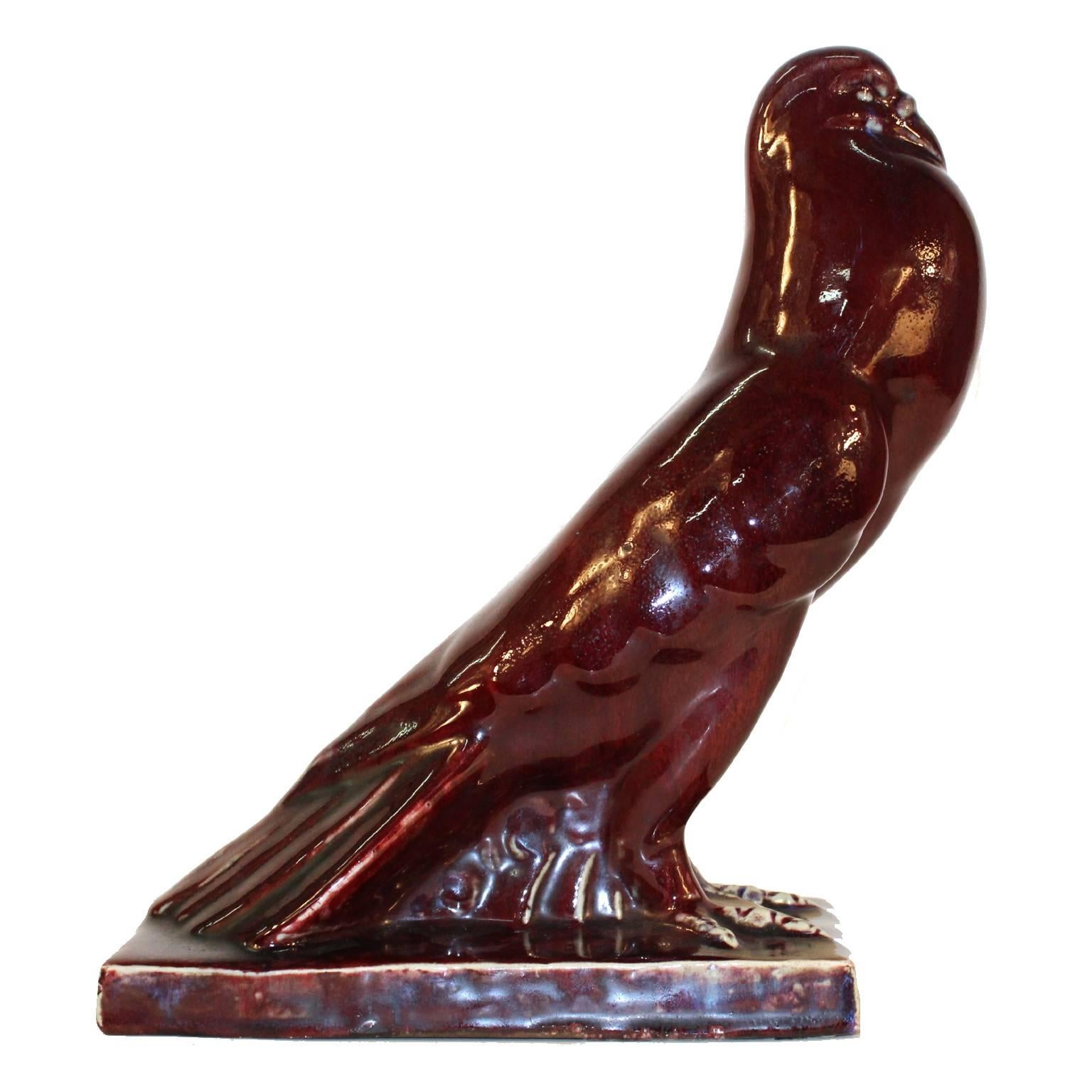 Japanese Art Deco Ceramic Dove Sculpture