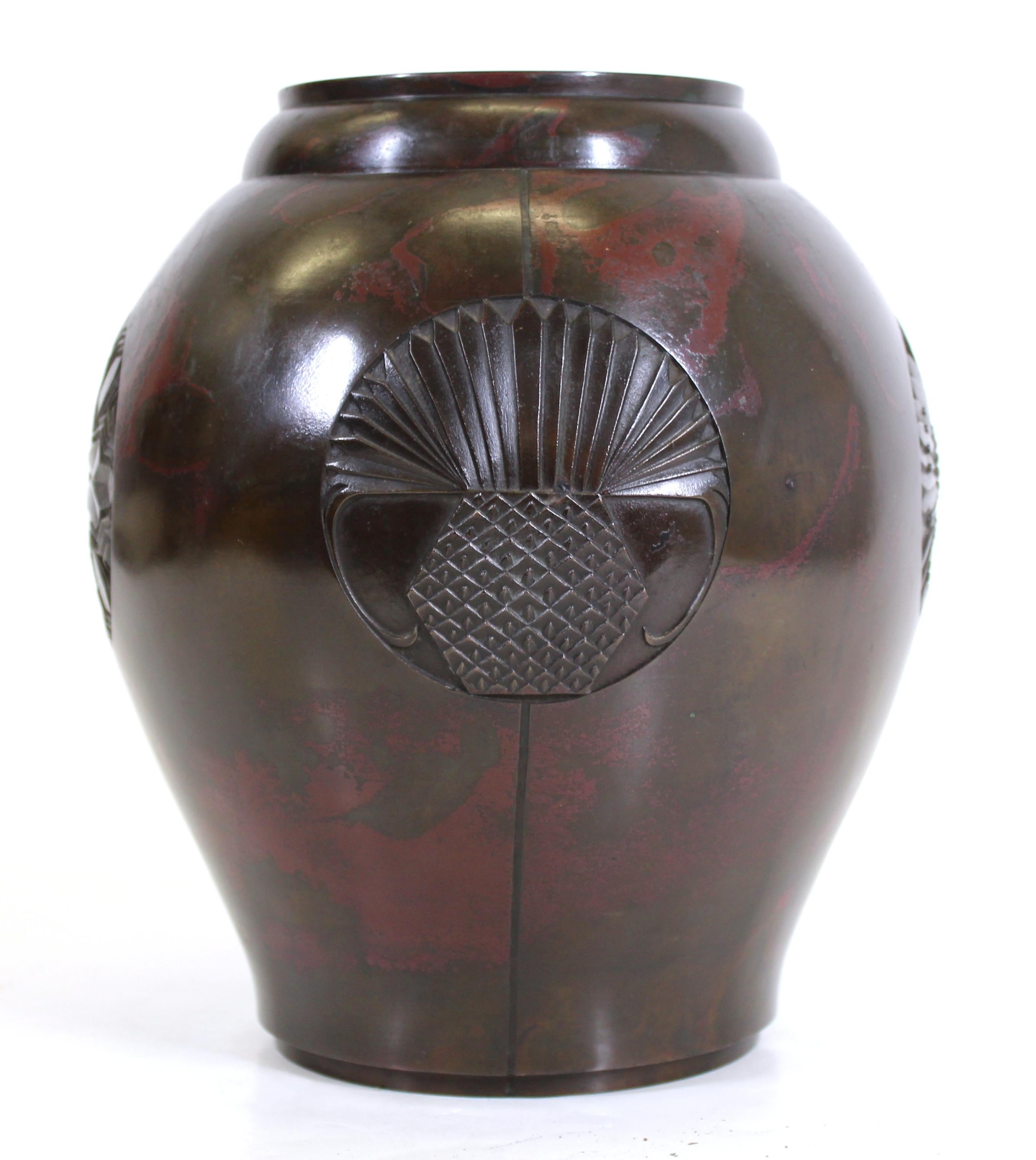 art deco bronze vase