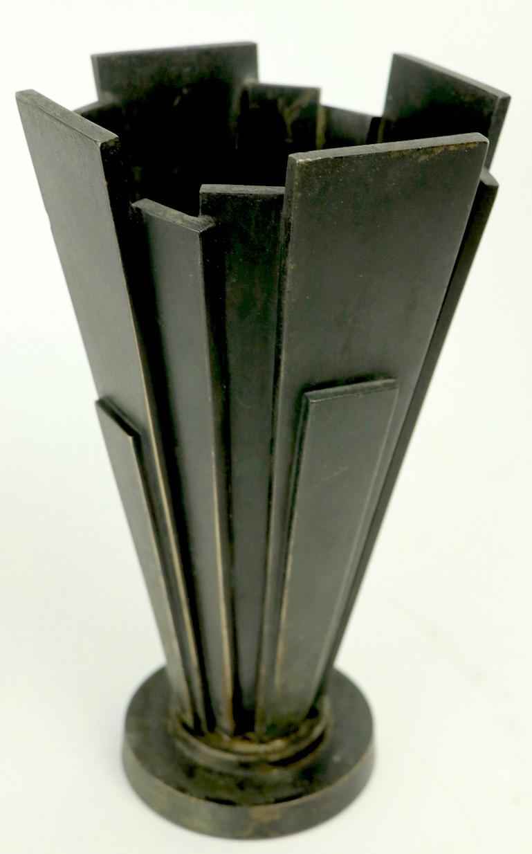 Japanese Art Deco Futurist Bronze Vase 4