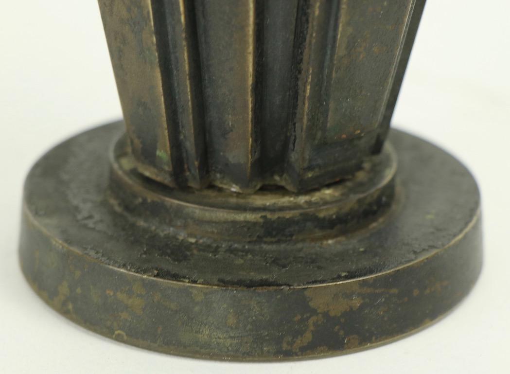 Japanese Art Deco Futurist Bronze Vase 5