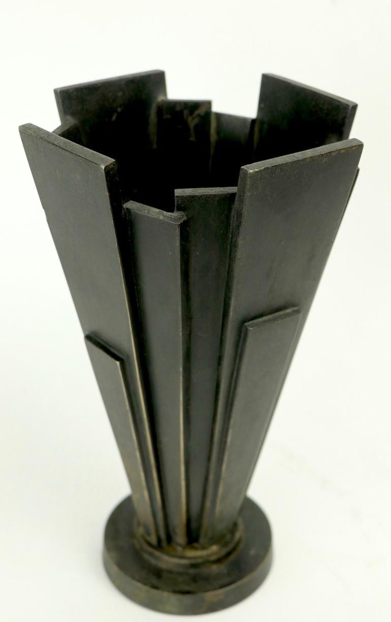 Japanese Art Deco Futurist Bronze Vase 3