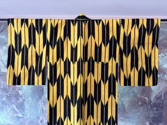Japanese Art Deco Ikat Silk Meisen Kimono