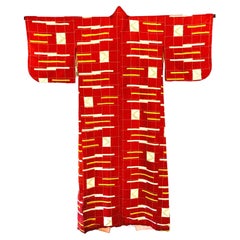 Kimono japonés Art Déco Ikat de seda Meisen