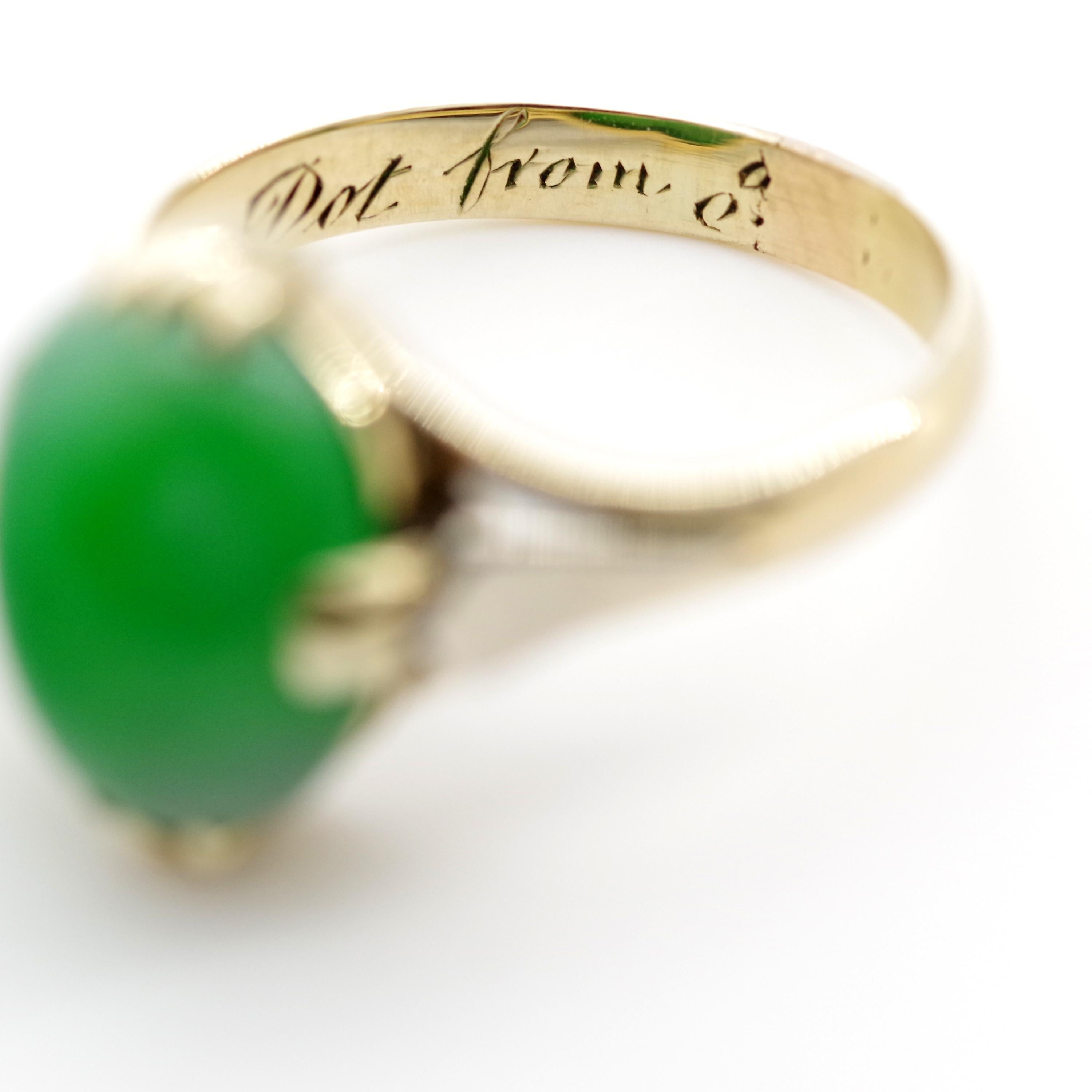 Japanese Art Deco Jade Ring Certified Untreated 6