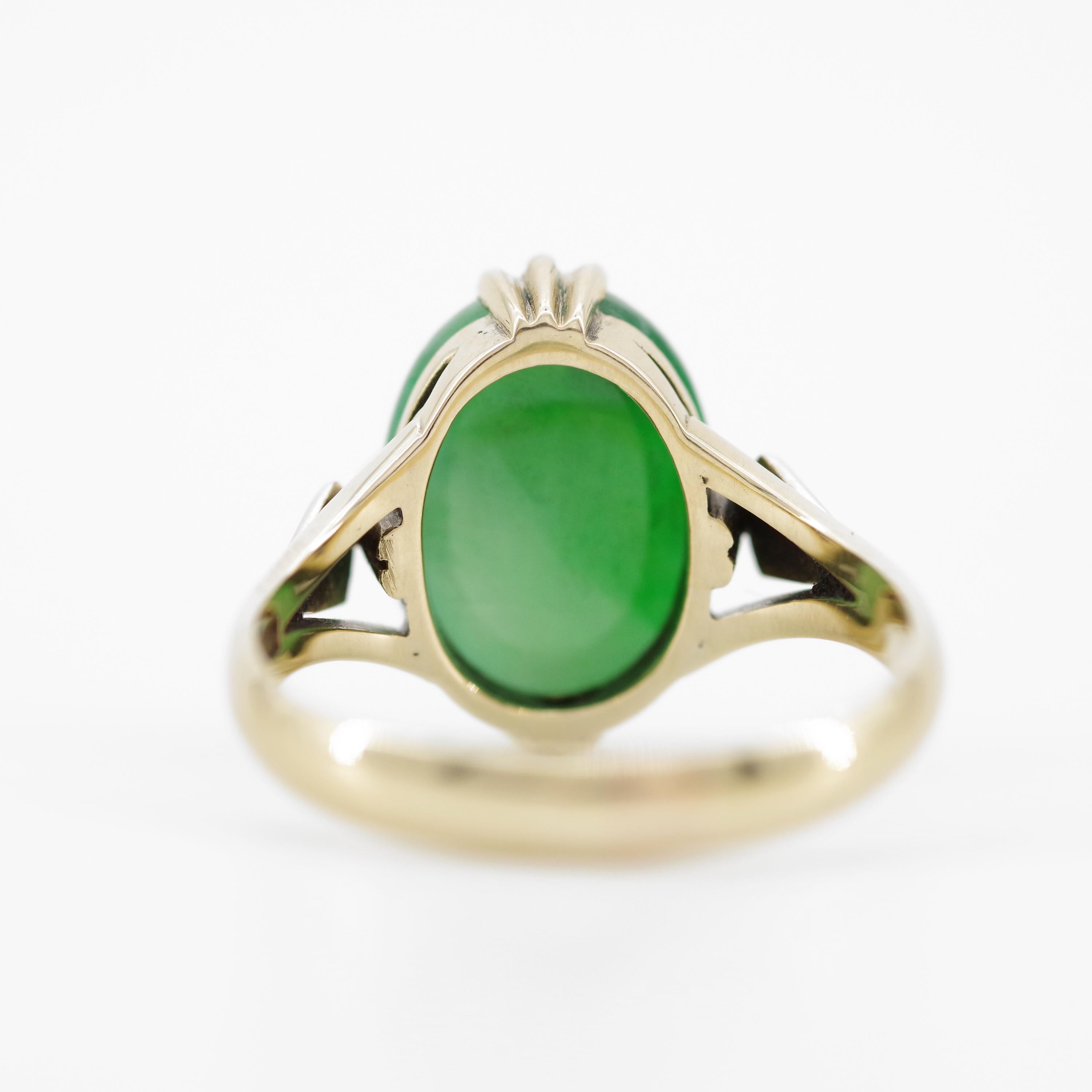 Japanese Art Deco Jade Ring Certified Untreated 8