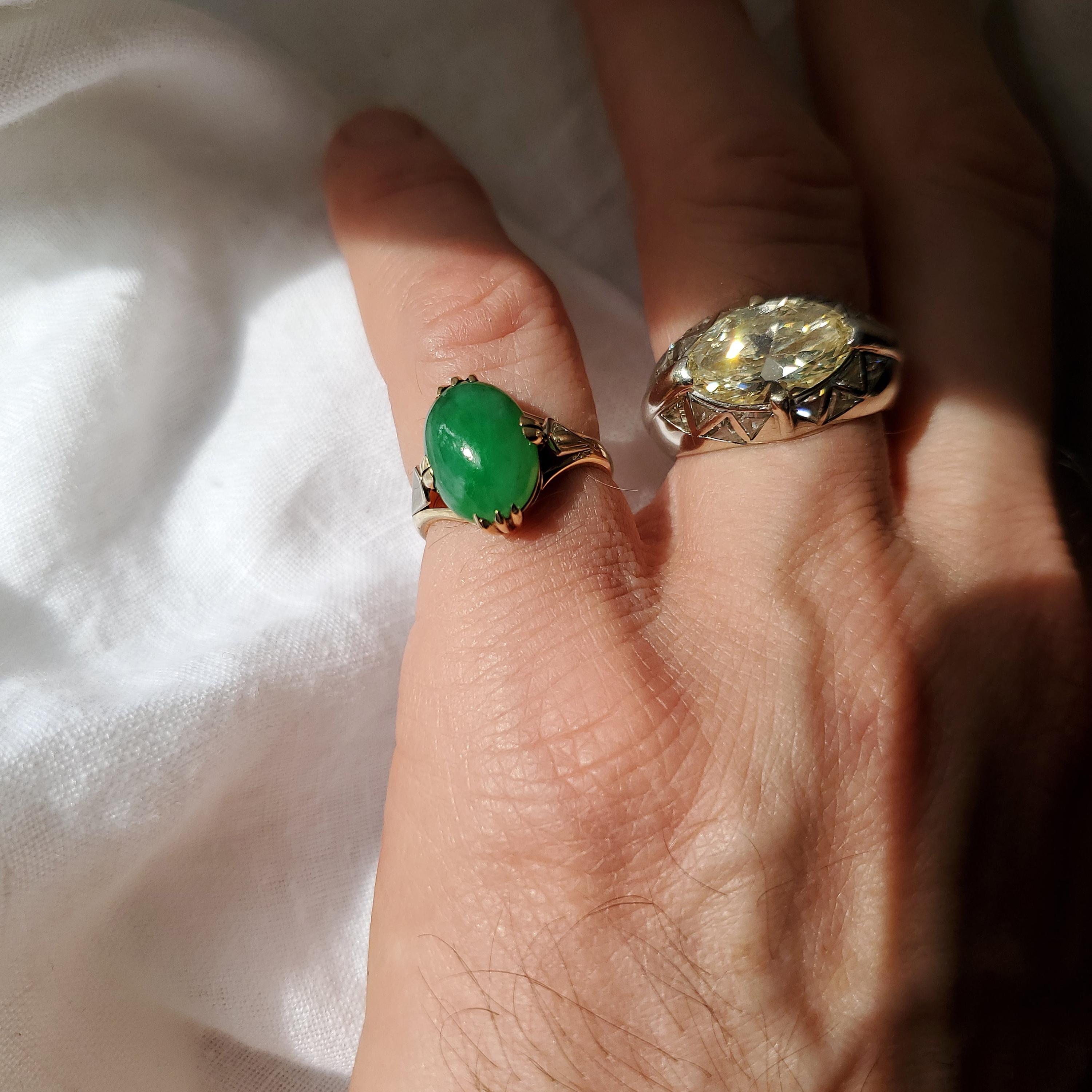 Japanese Art Deco Jade Ring Certified Untreated 10