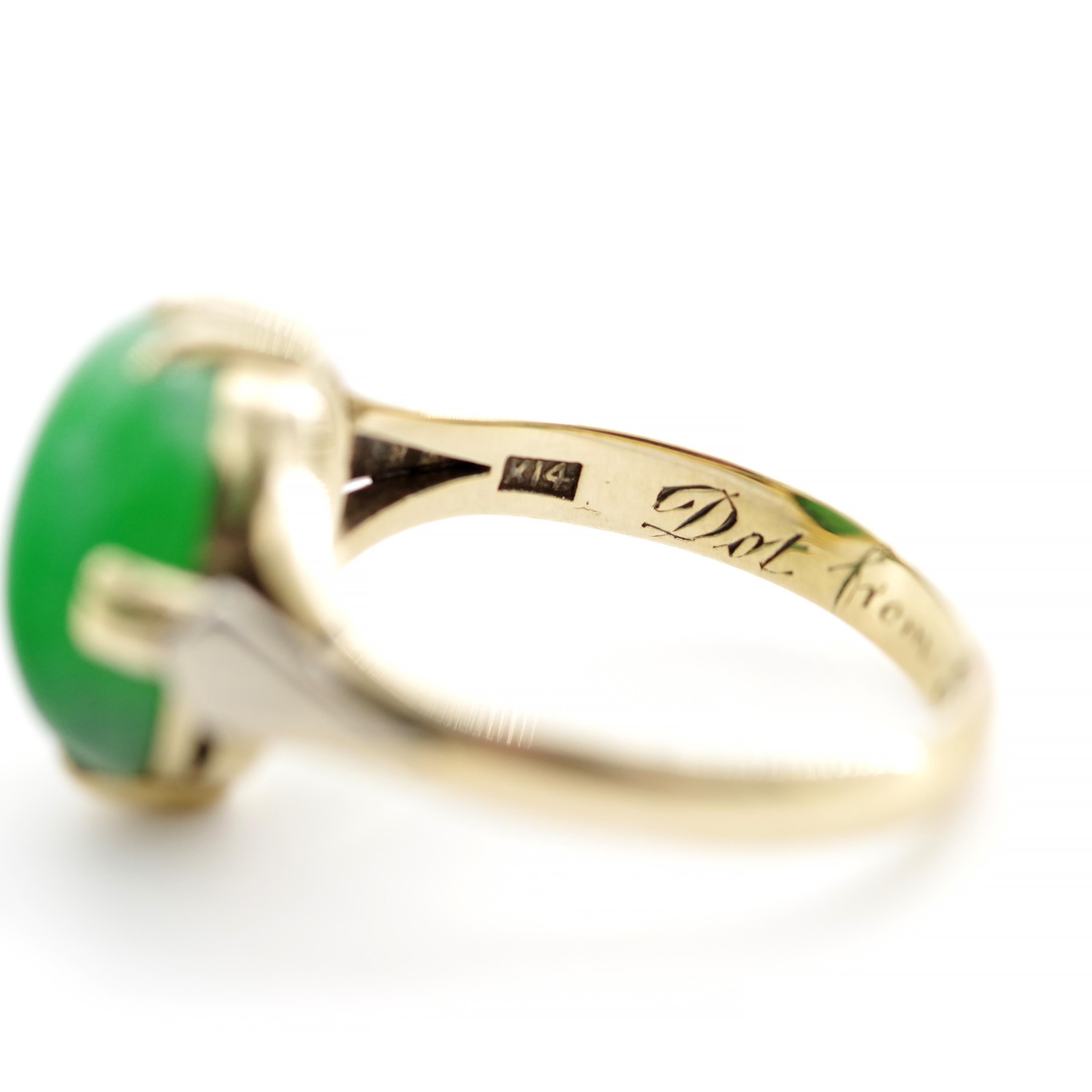 Japanese Art Deco Jade Ring Certified Untreated 2