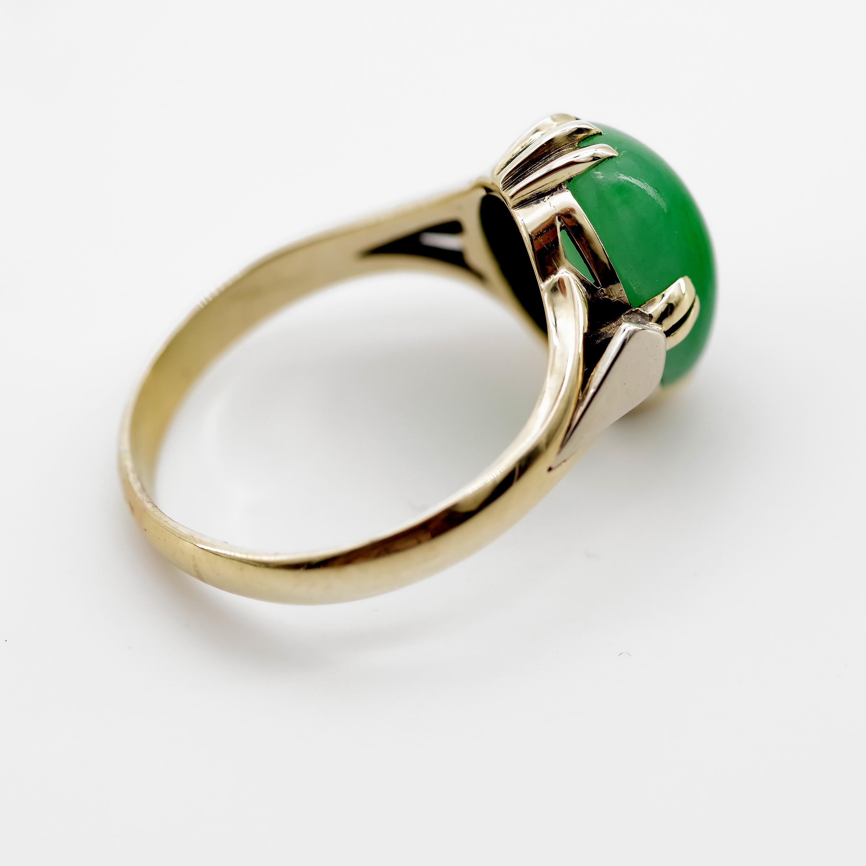 Japanese Art Deco Jade Ring Certified Untreated 4