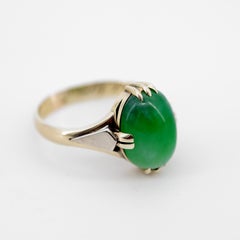 Japanese Art Deco Jade Ring Certified Untreated