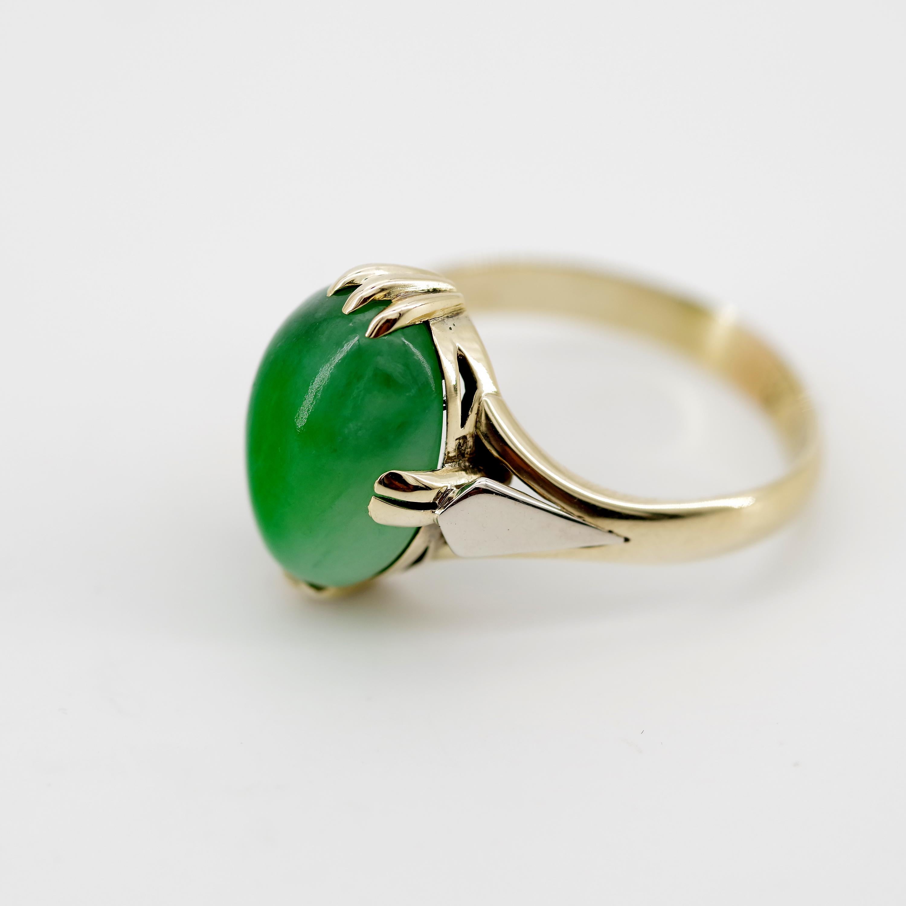 Japanese Art Deco Jade Ring Certified Untreated 5