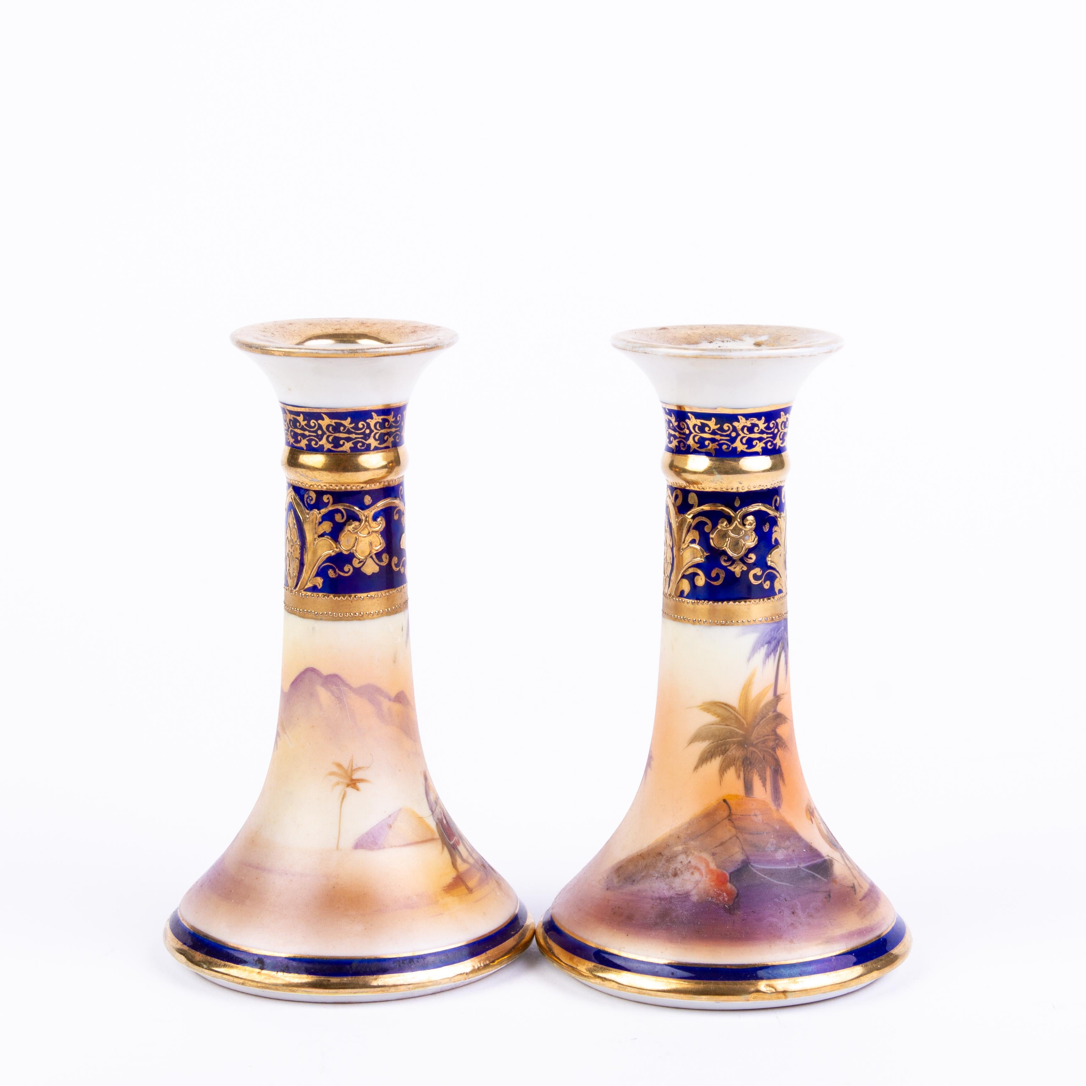 Japanese Art Deco Noritake Fine Gilt Porcelain Orientalist Candlesticks
Good condition.
From a private collection.
Free international shipping.