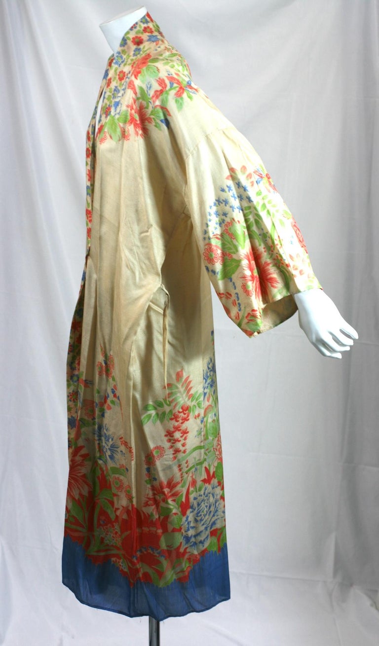 Japanese Art Deco Silk Pongee Lounge Robe at 1stDibs