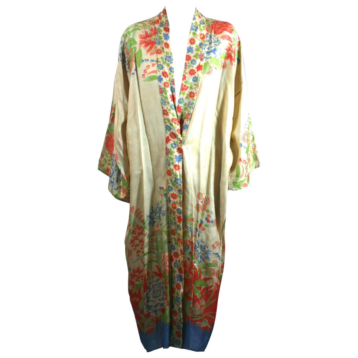 Japanese Art Deco Silk Pongee Lounge Robe at 1stDibs | art deco robe ...
