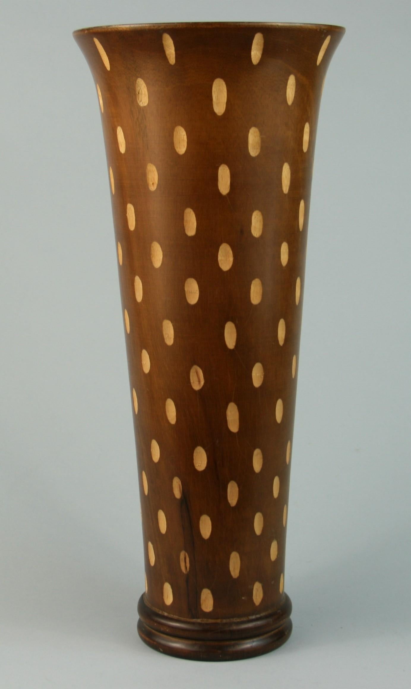3-615 Japanese Art Deco style hand turned wood vase.