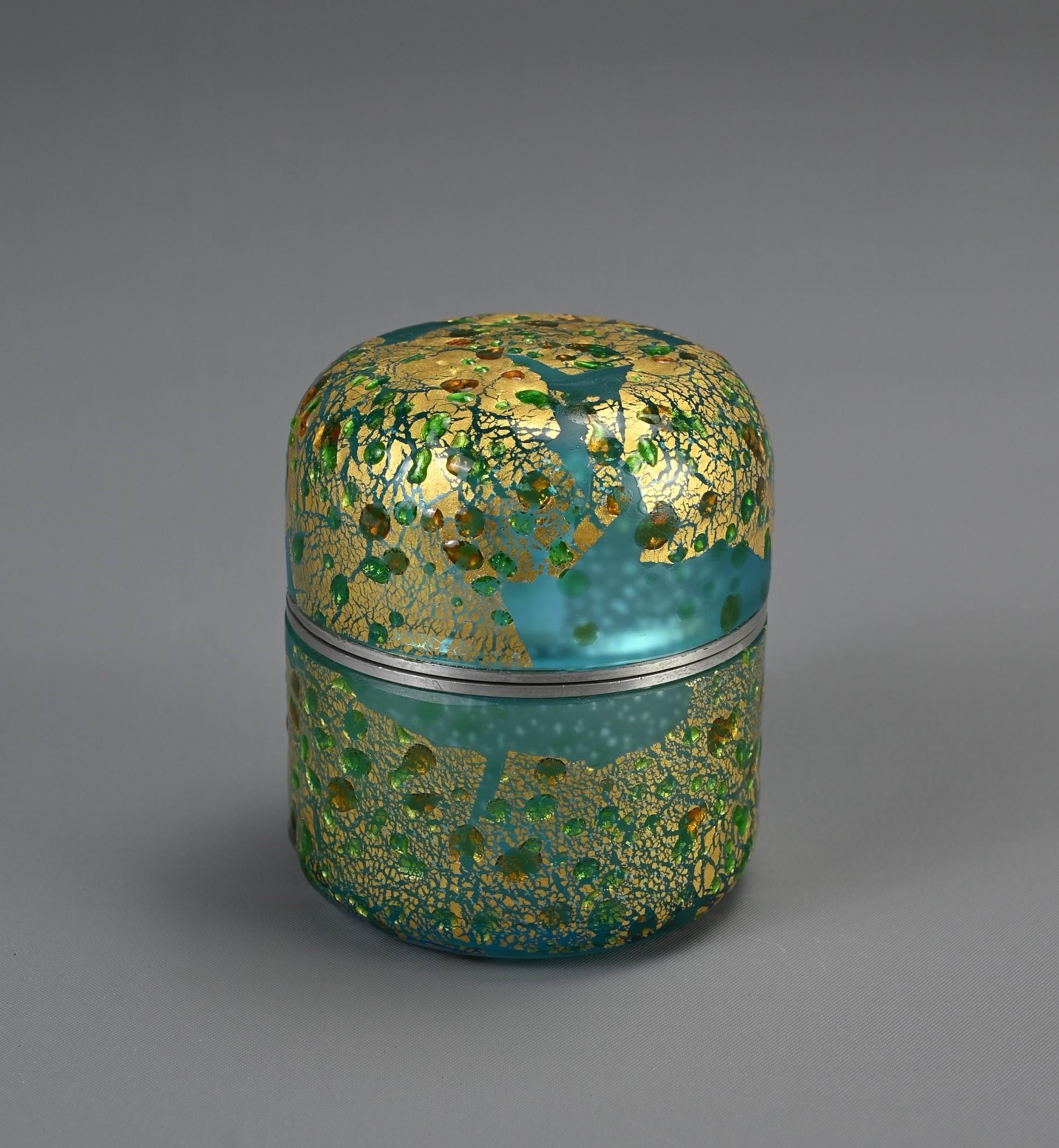 Japanese Art Glass Natsume Tea Caddy By Kuniaki Kuroki Heisei Period 1