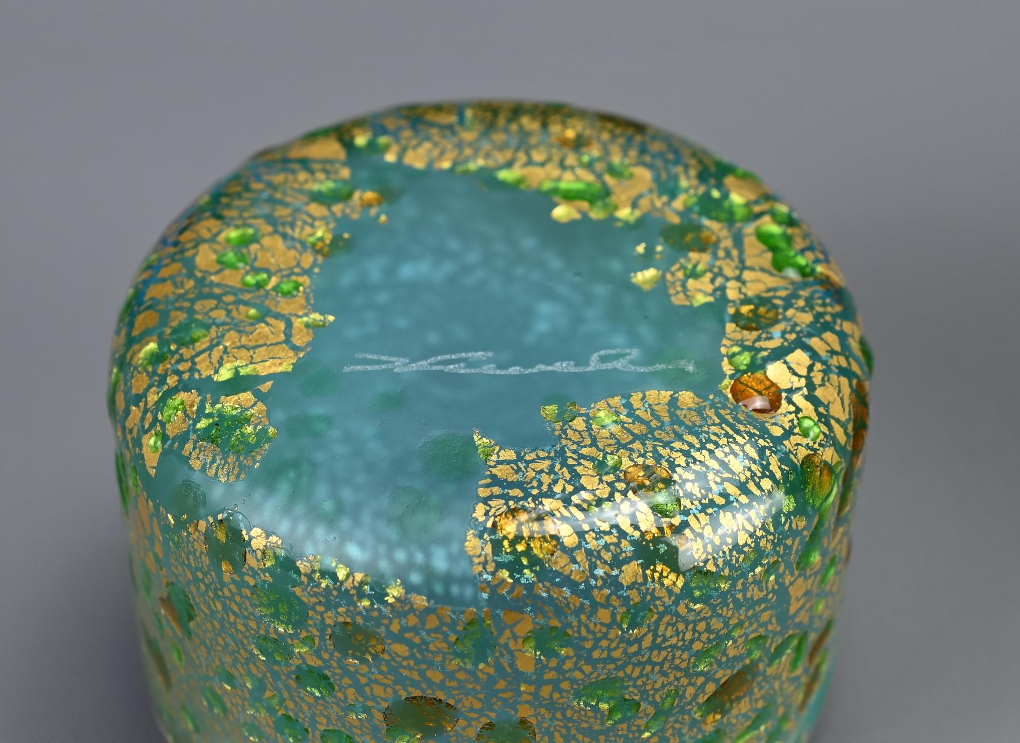 Japanese Art Glass Natsume Tea Caddy By Kuniaki Kuroki Heisei Period 3