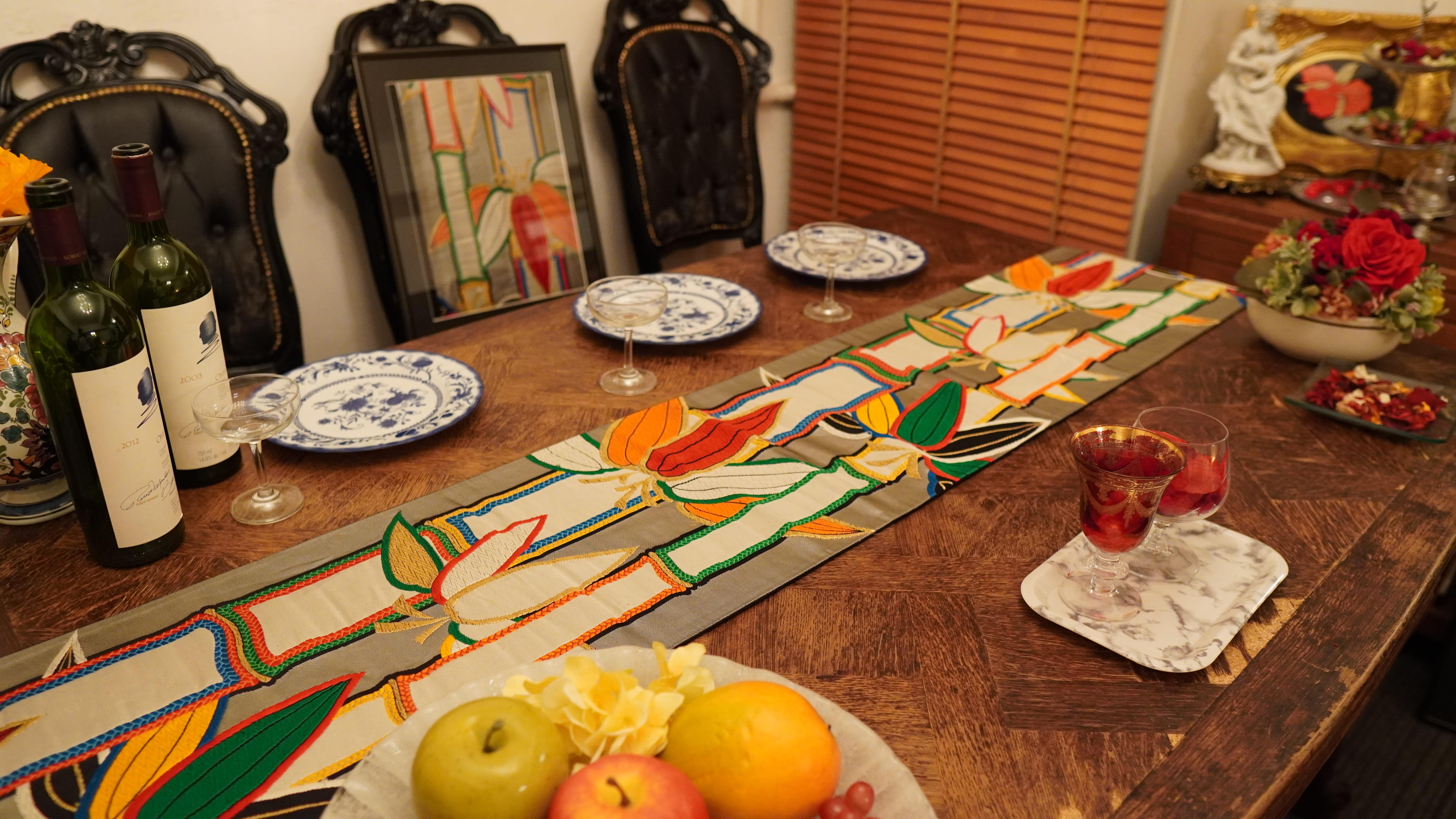 Contemporary Japanese Tapestry / Kimono Art -Rainbow Bamboo- For Sale