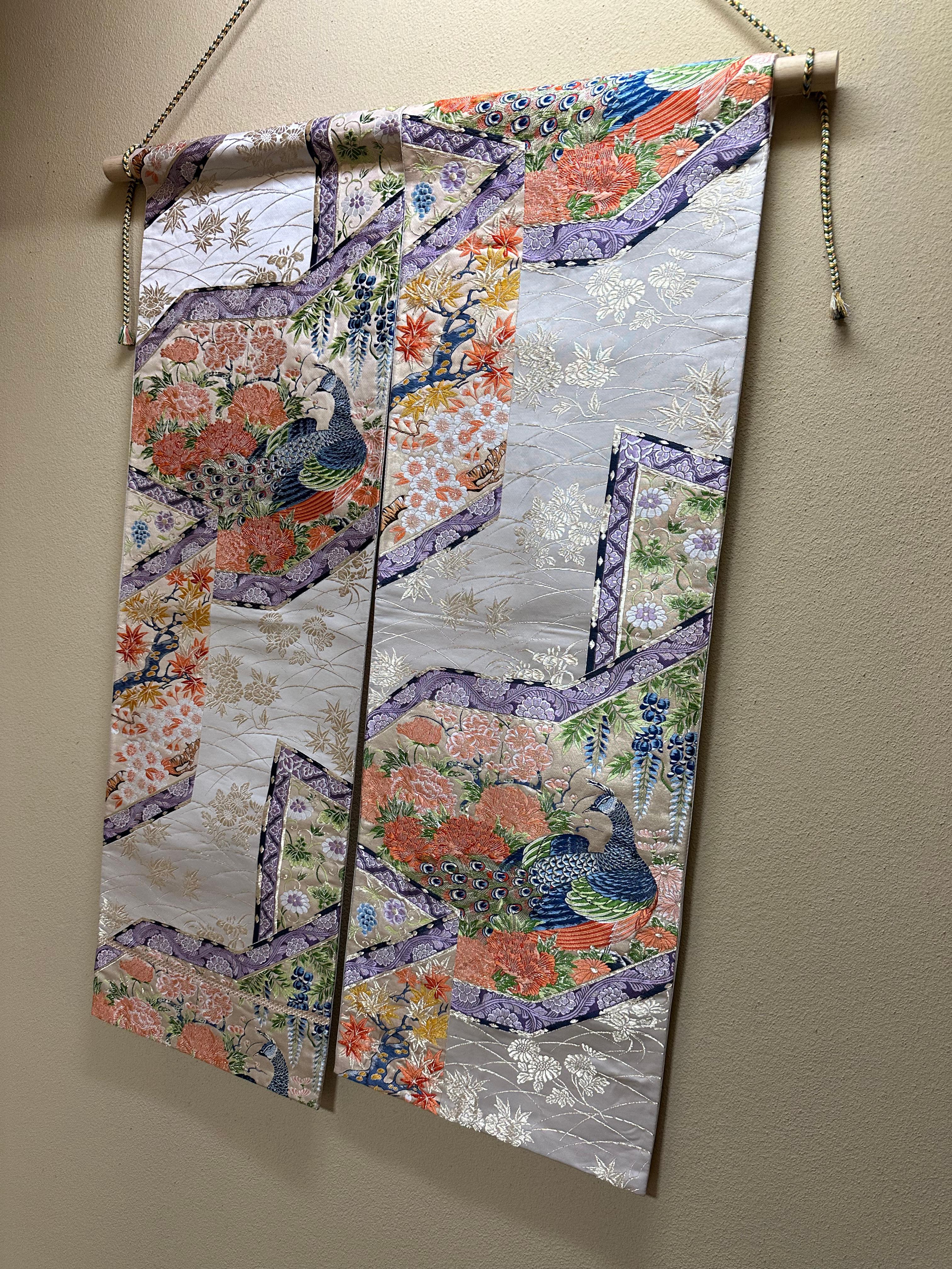 Hand-Crafted Japanese Art / Kimono Art / Tapestry, the King of Peacocks