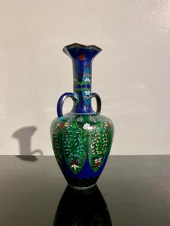 Japanese Art Nouveau Cloisonne and Ginbari Amphora Vase, Meiji Period, Japan