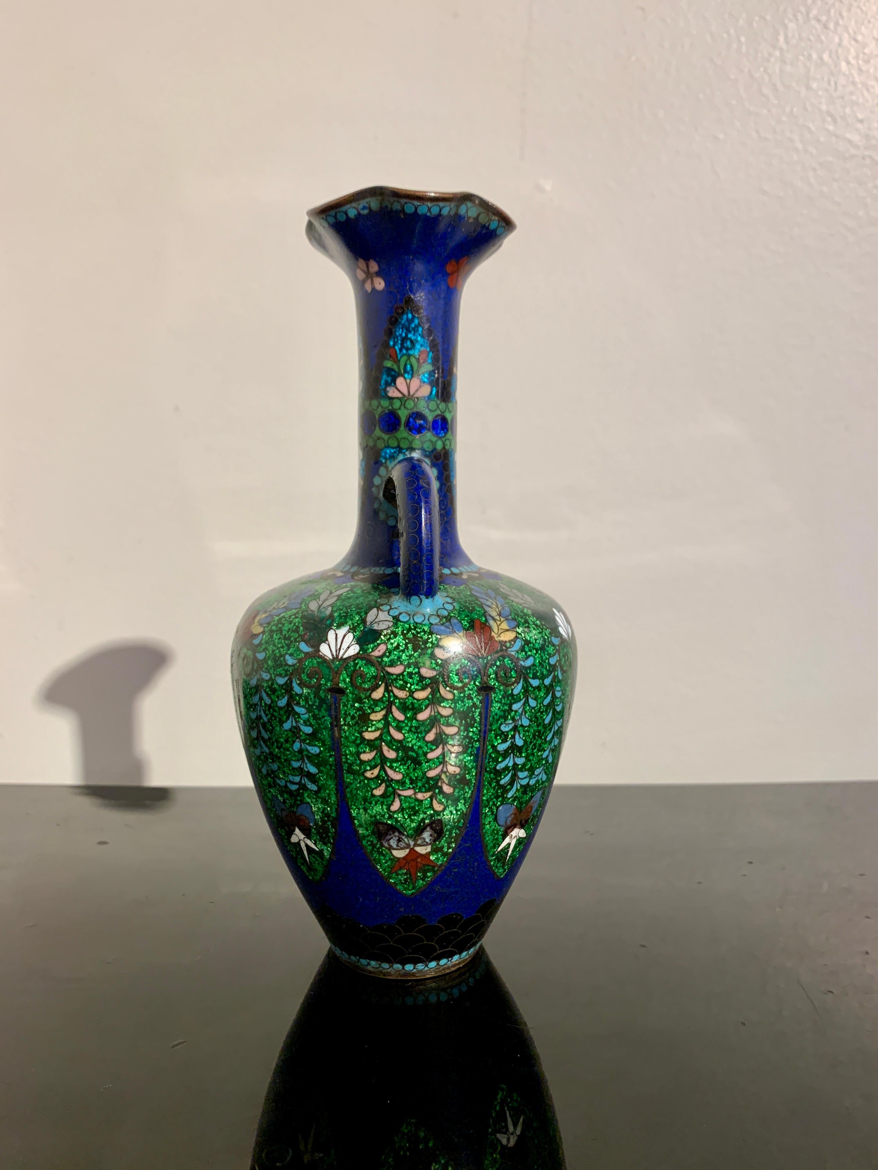 Japanische Cloisonne- und Ginbari-Amphora-Vase im Jugendstil, Meiji-Zeit, Japan (Art nouveau) im Angebot