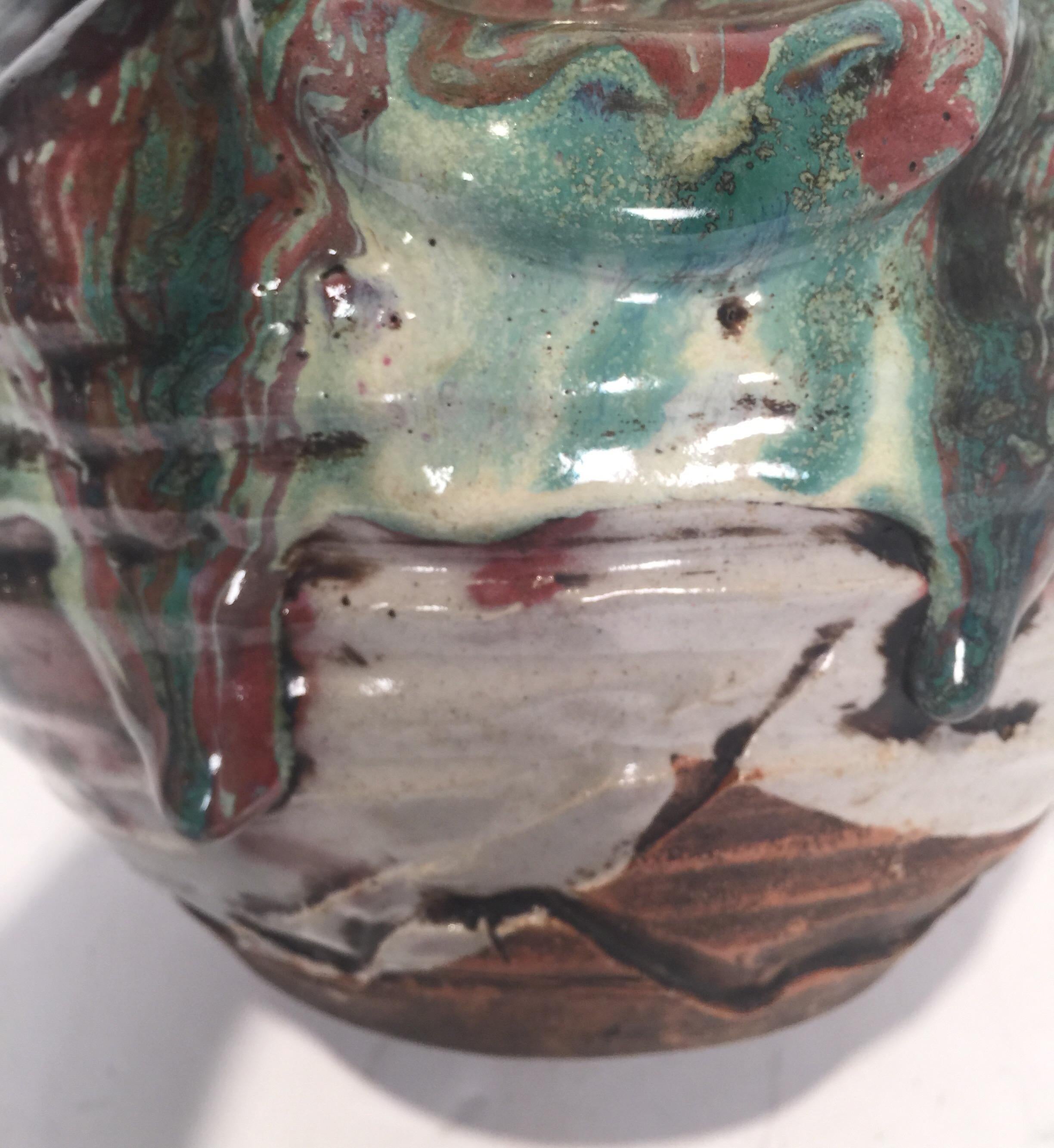 Japanese Art Pottery Sumida Gawa Vase 4