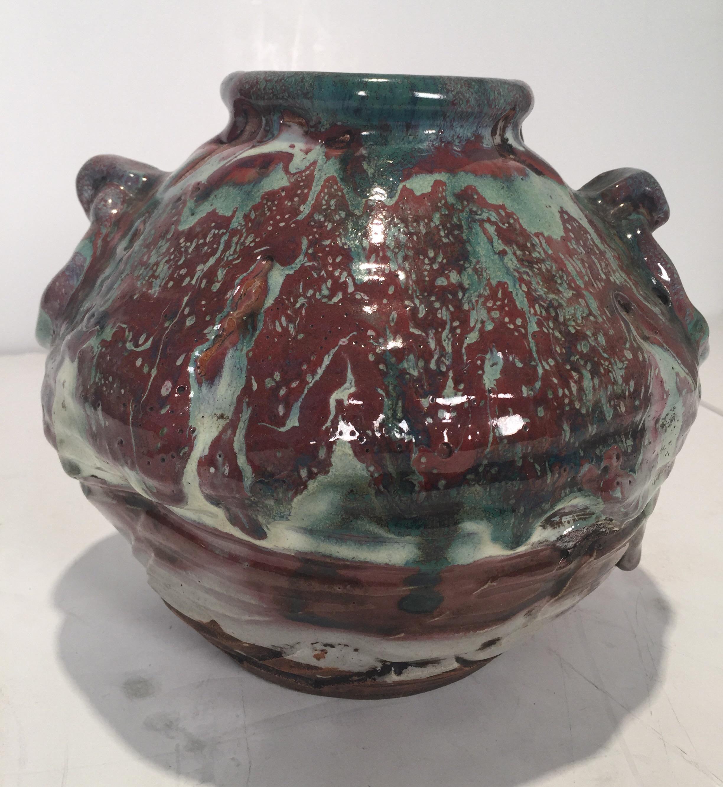 Japanese Art Pottery Sumida Gawa Vase 6