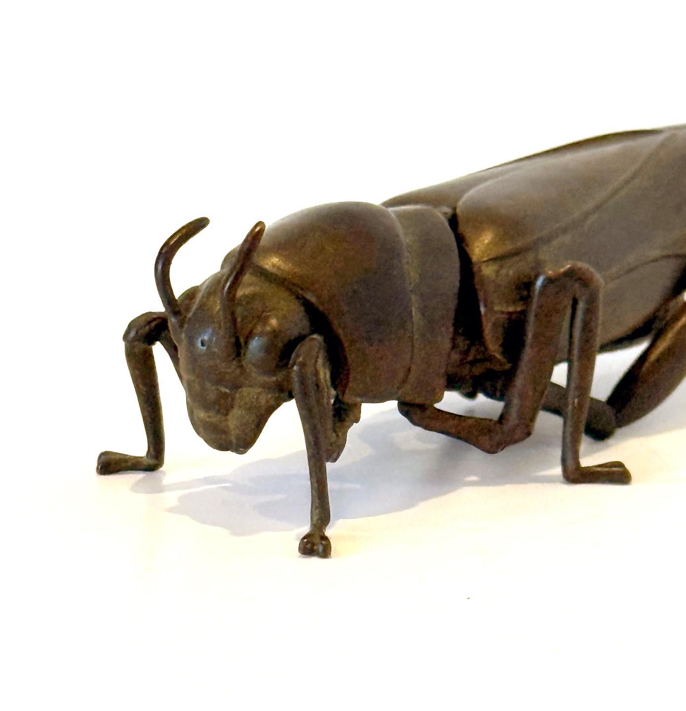Japanese Articulate Bronze Grasshopper Jizai Okimono Myochin Linage ...