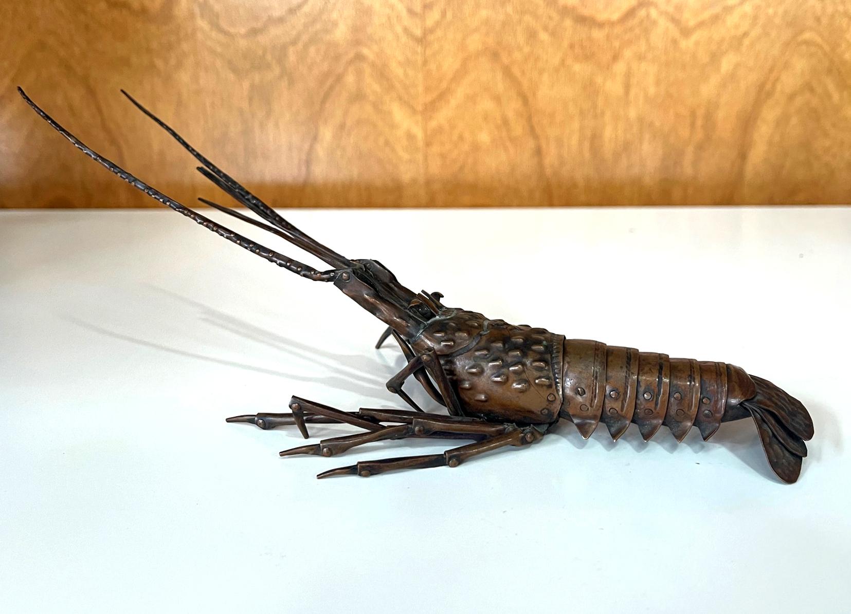 Japanese Articulate Lobster Jizai Okimono Meiji Period Signed 8