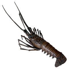 Japanese Articulate Lobster Jizai Okimono Meiji Period Signed