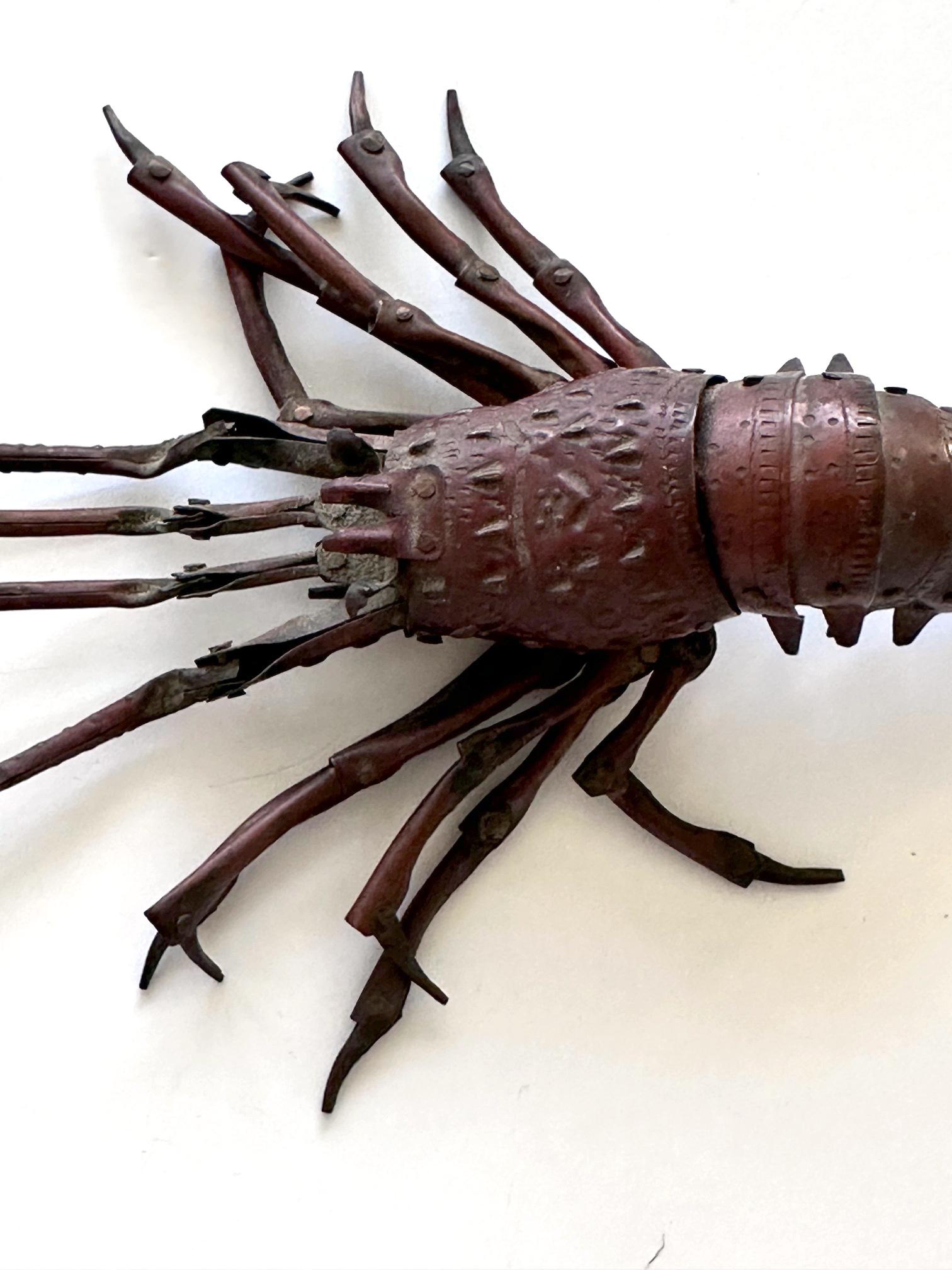 Japanese Articulate Lobster Jizai Okimono Myochin Hiroyoshi Meiji Period In Good Condition In Atlanta, GA
