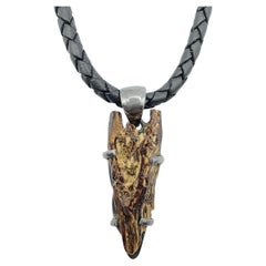 Japanese Artisan Fragrant Agarwood Arrow Pendant in Silver on Leather Cord