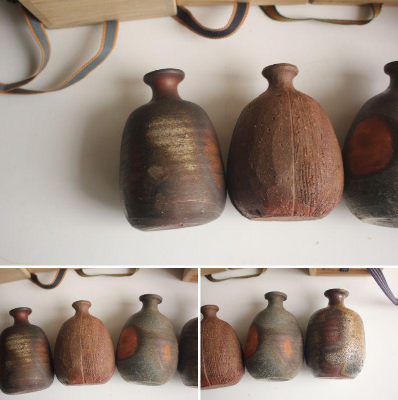 F13 Japanische Künstler Design Bizen ware 4 Sake Flaschen & 6 Sake Tassen im Angebot 2