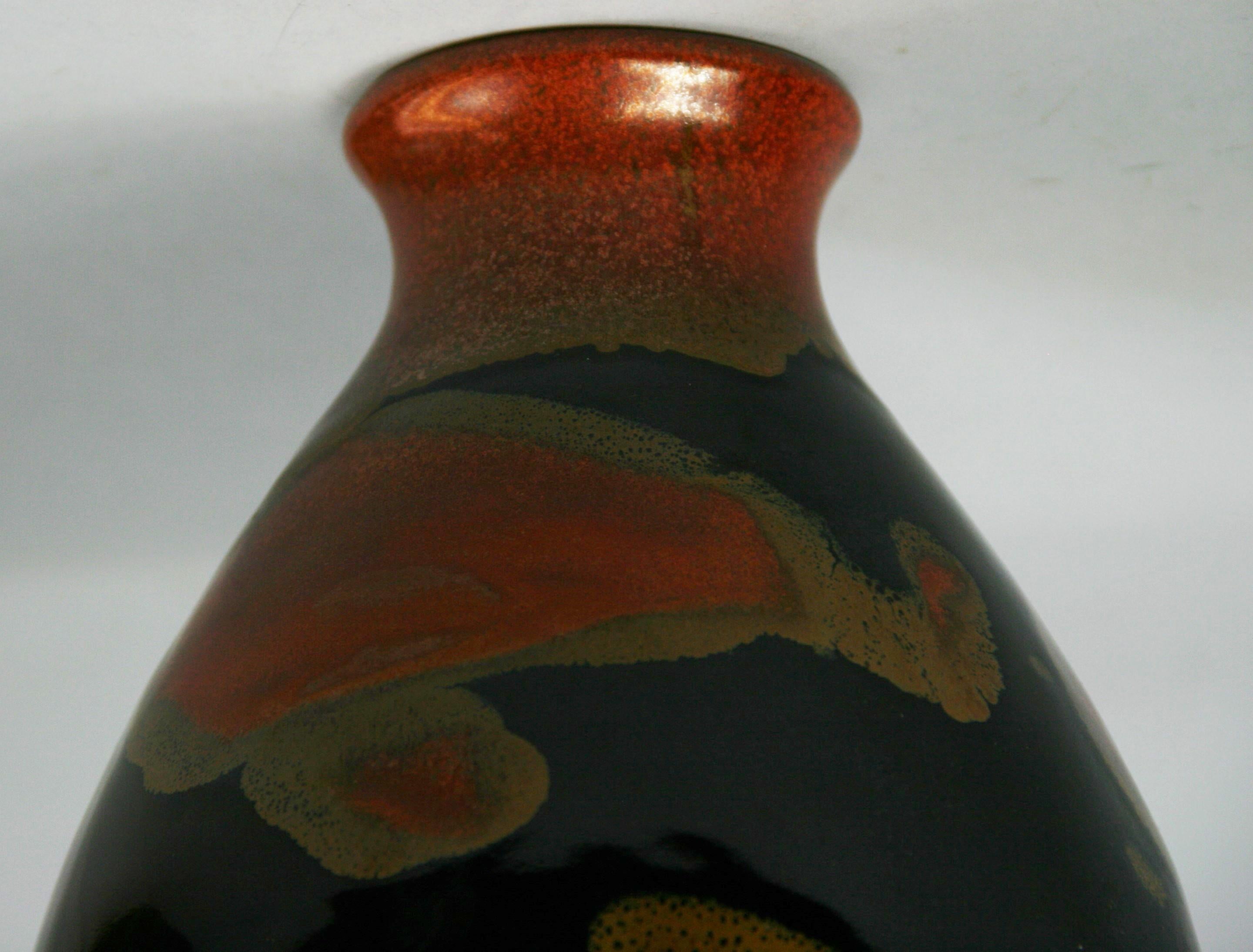 Japanese Artist Made Glazed Ceramic Vase For Sale 6