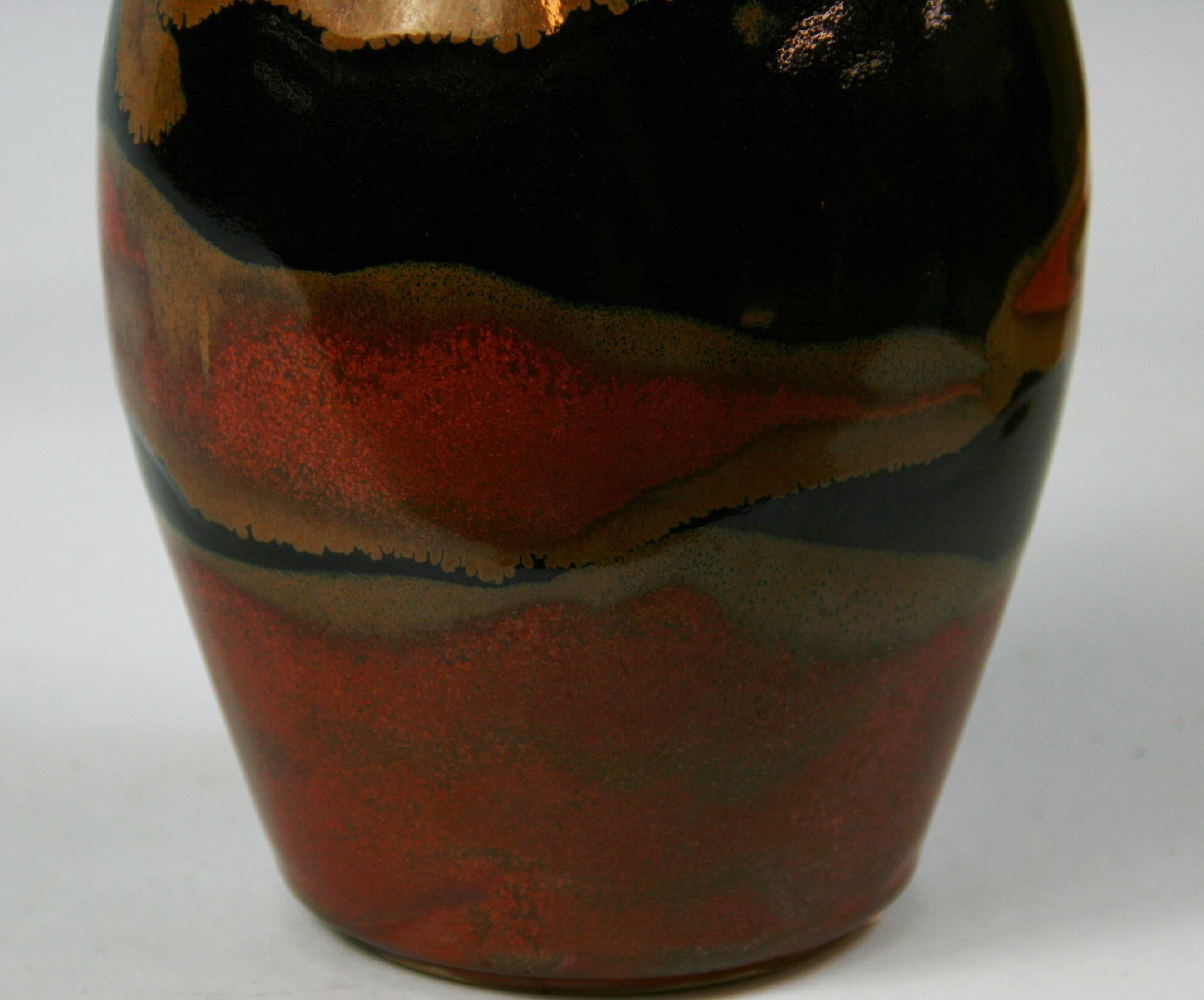 Japanese Artist Made Glazed Ceramic Vase In Good Condition For Sale In Douglas Manor, NY