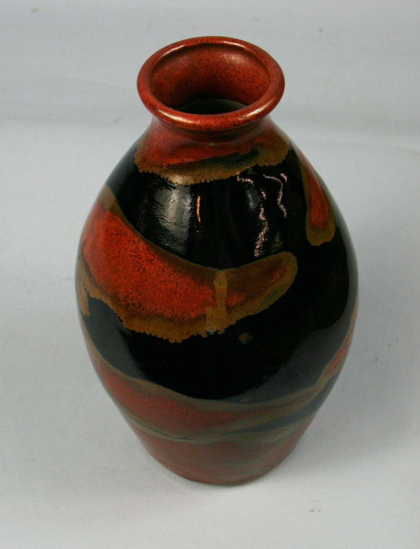 Late 20th Century Japanese Artist Made Glazed Ceramic Vase For Sale