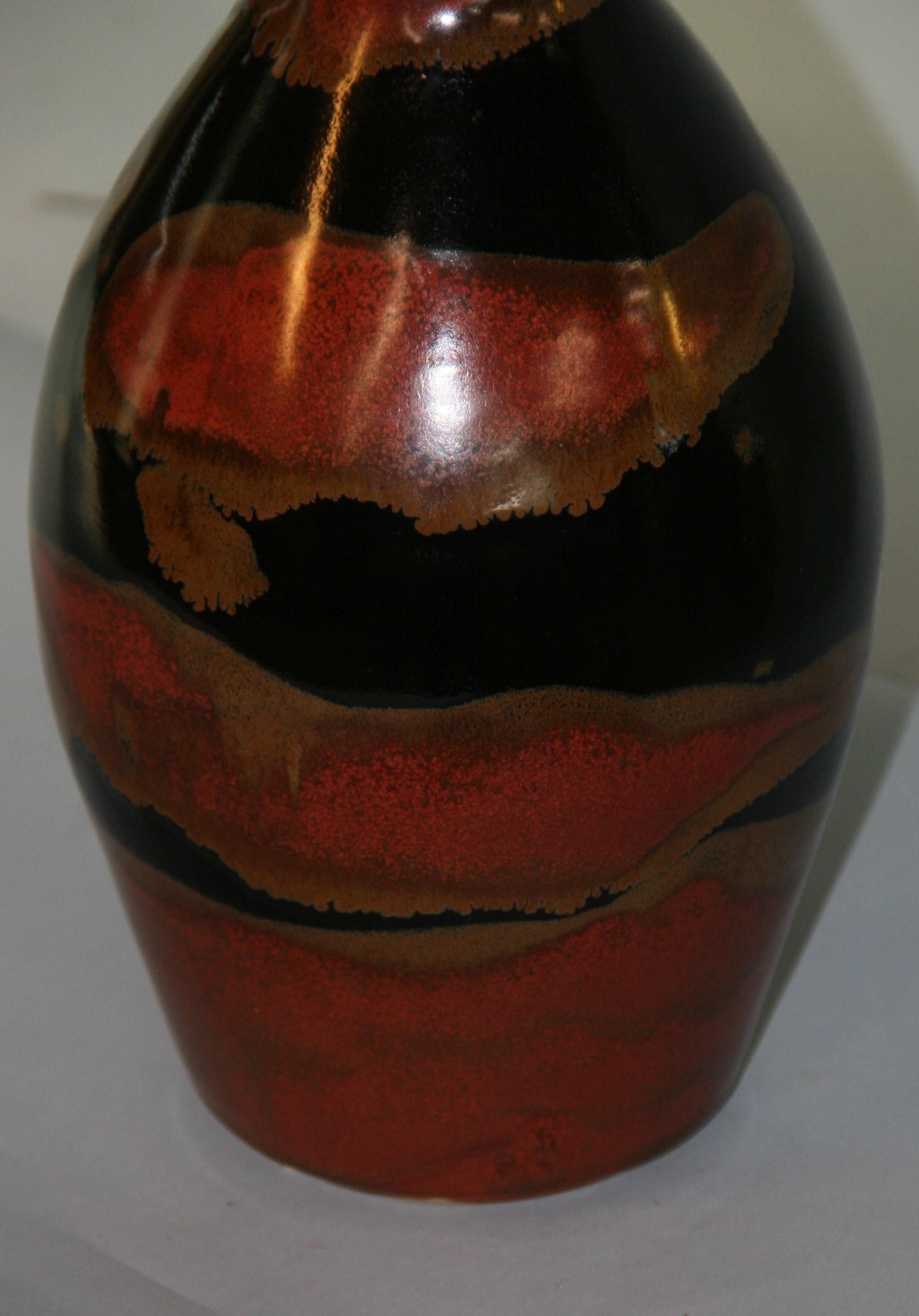 Vaso in ceramica smaltata realizzato da un artista giapponese in vendita 1