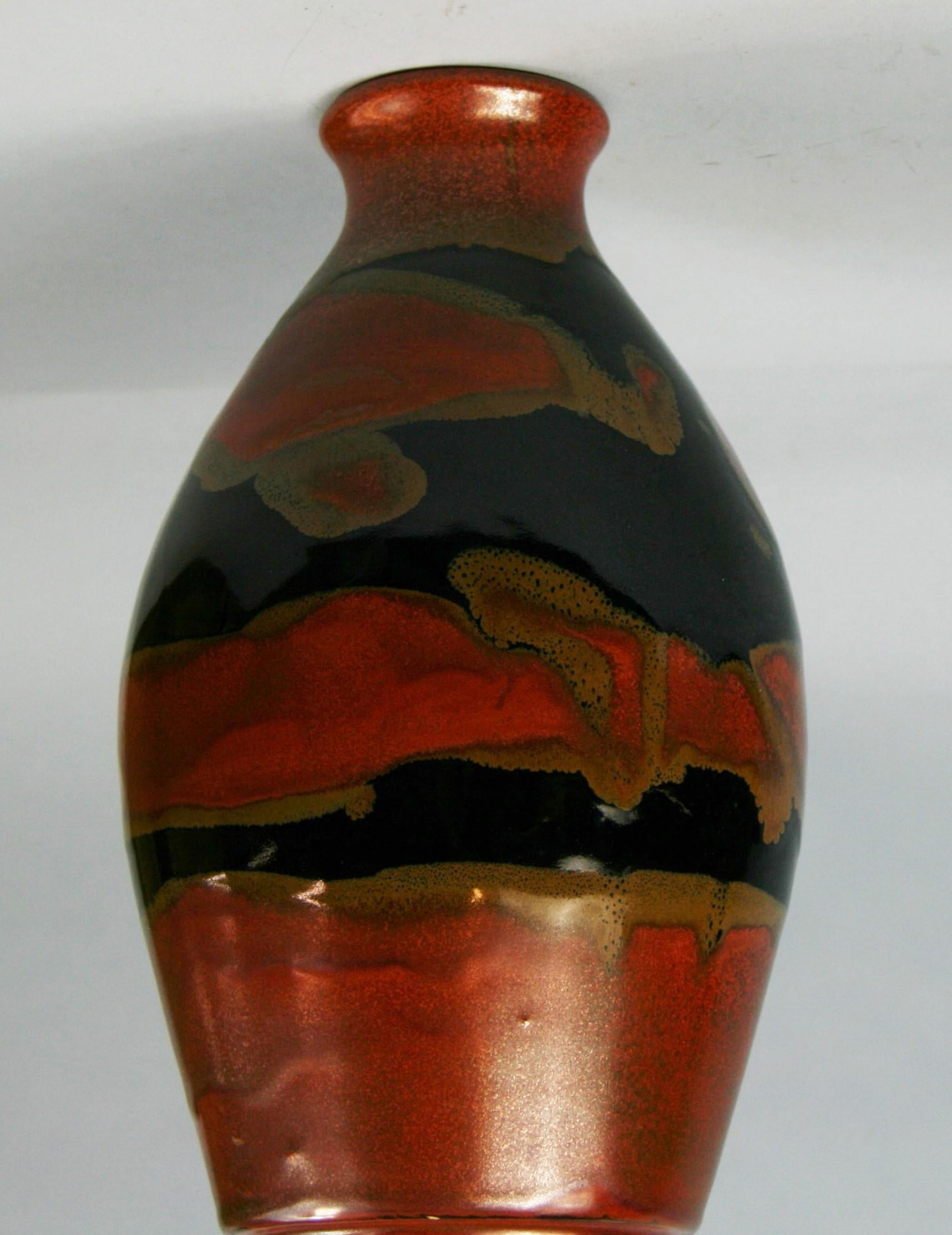 Japanese Artist Made Glazed Ceramic Vase For Sale 4