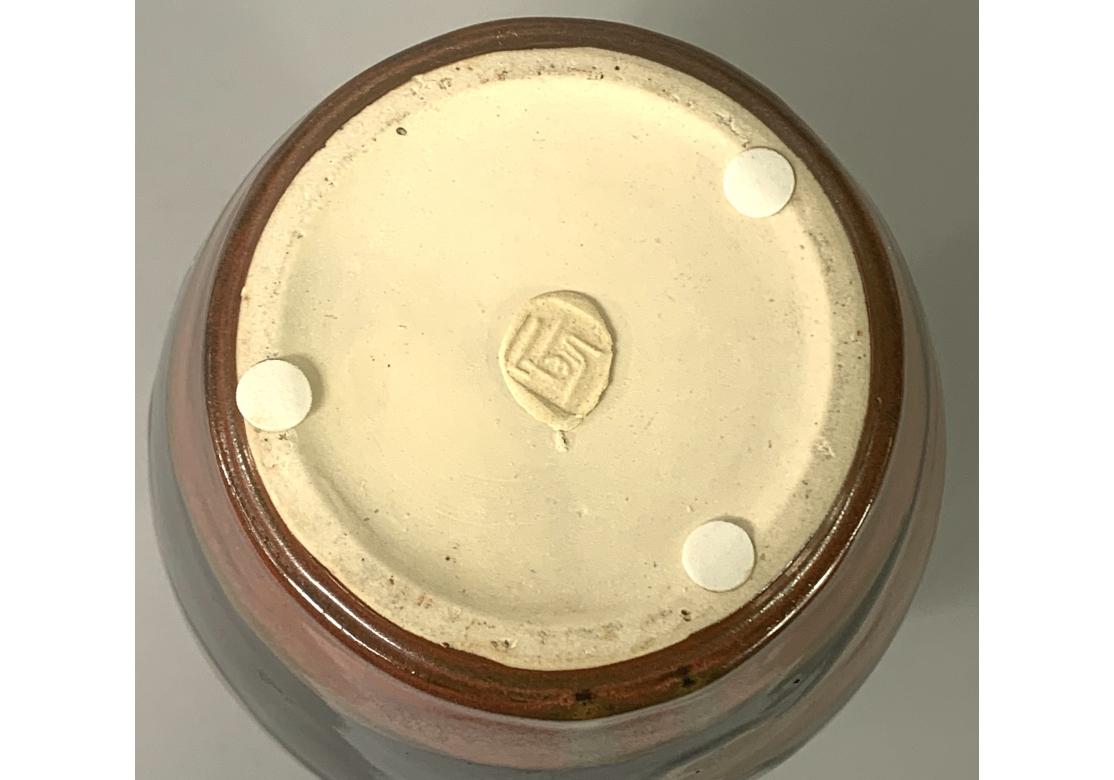 Japanese Artist Made Glazed Pottery Vase In Good Condition For Sale In Bridgeport, CT