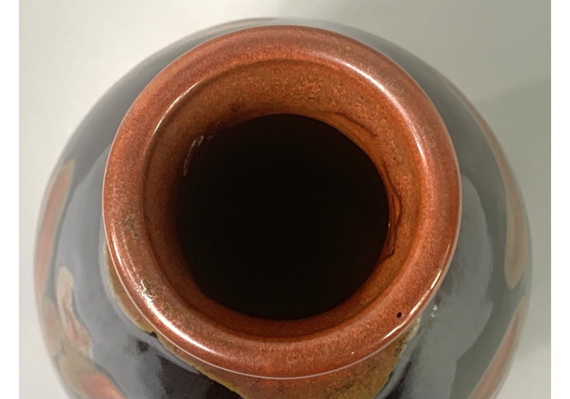 Japanese Artist Made Glazed Pottery Vase For Sale 1