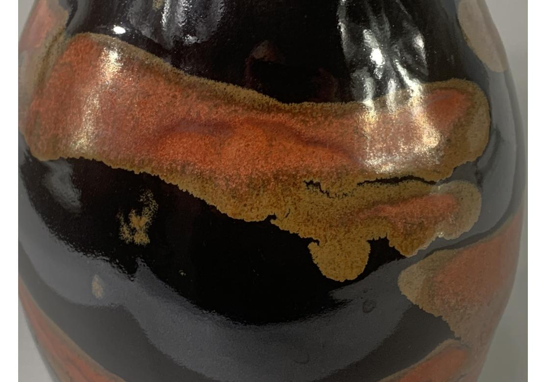 Japanese Artist Made Glazed Pottery Vase For Sale 3