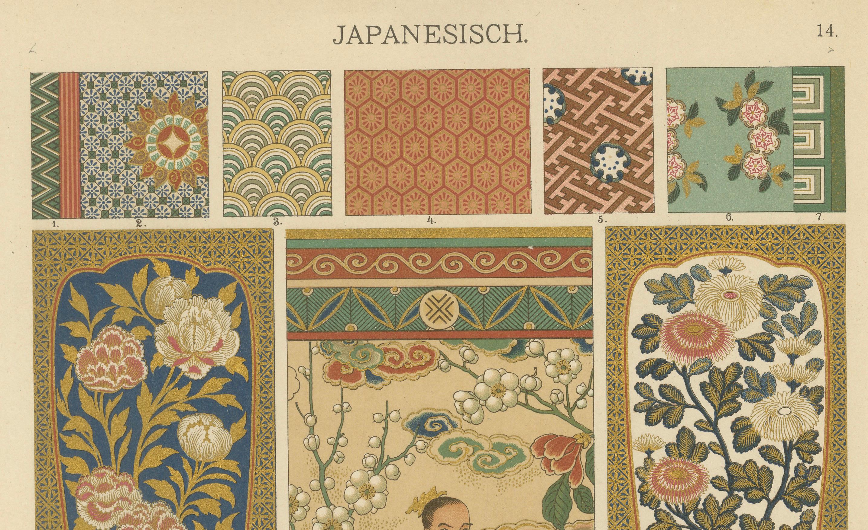 Japanese Artistic Mastery in Dolmetsch's 1887 Ornamental Collection In Good Condition For Sale In Langweer, NL