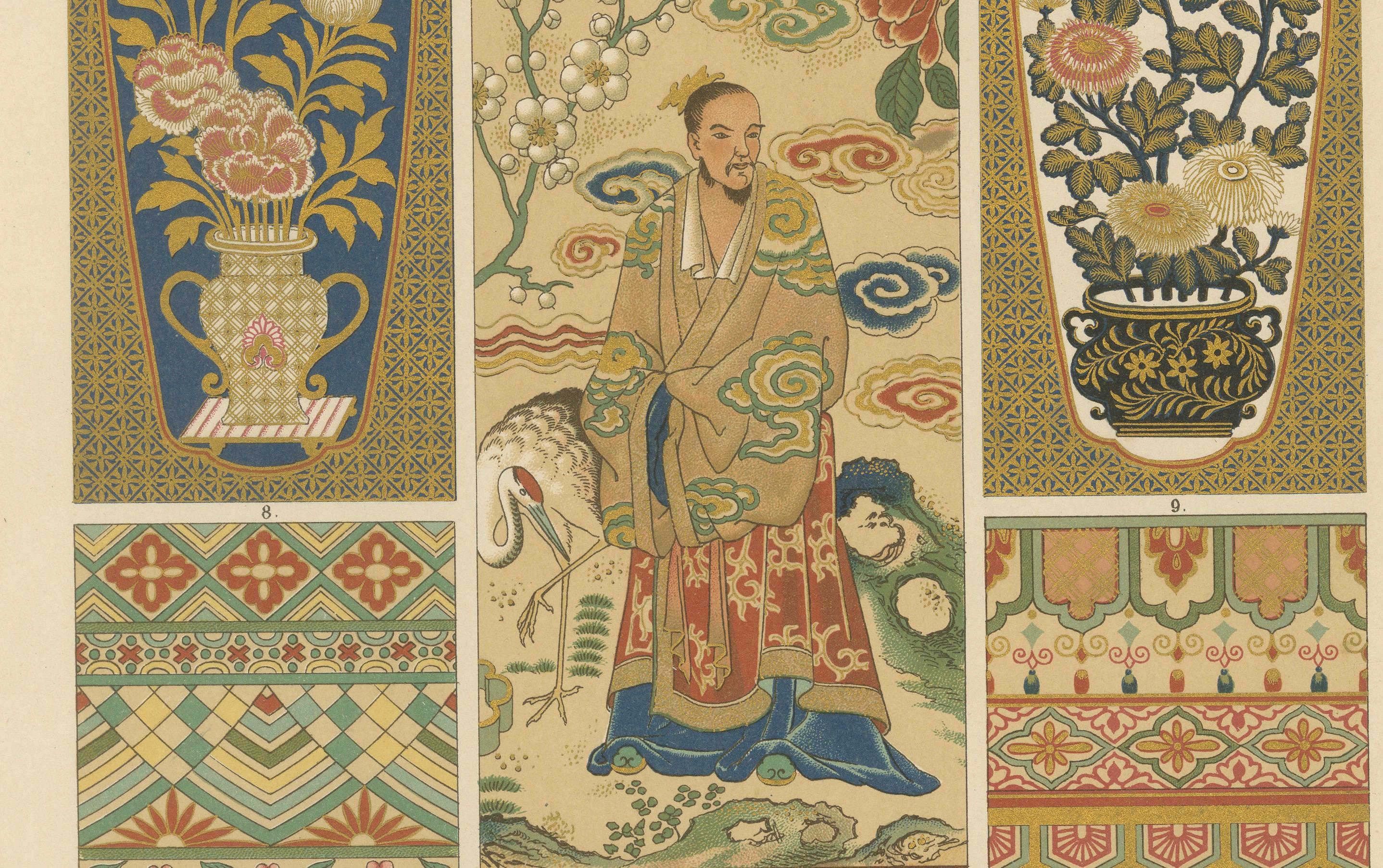 Late 19th Century Japanese Artistic Mastery in Dolmetsch's 1887 Ornamental Collection For Sale