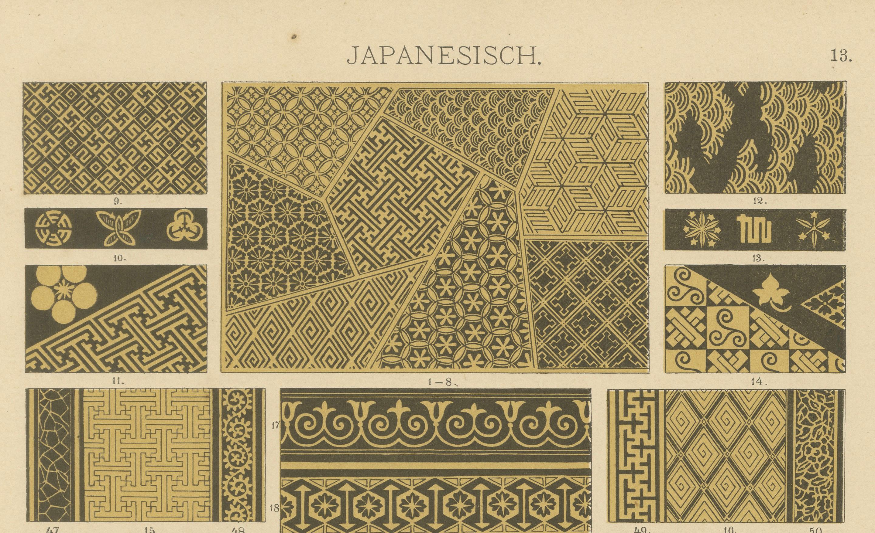Paper Japanese Artistic Mastery in Dolmetsch's 1887 Ornamental Collection For Sale