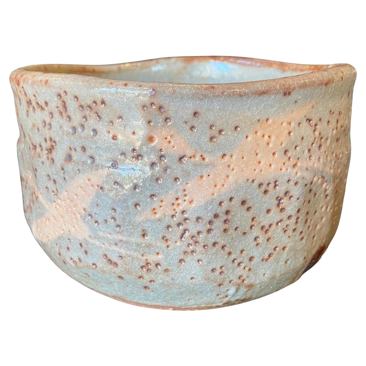Ciotola da tè giapponese asiatica antica Shino Yaki Ware Studio Pottery Wabi-Sabi Chawan