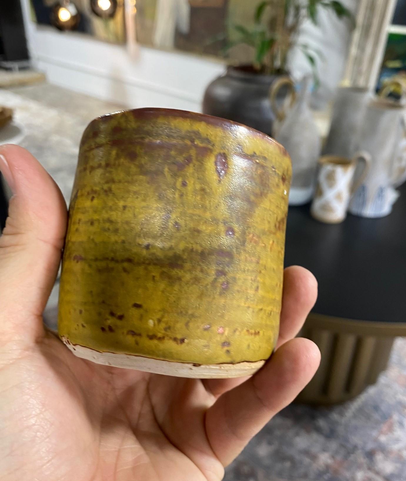 Cuillère à thé artisanale japonaise asiatique Wabi-Sabi Yunomi en céramique émaillée en vente 5