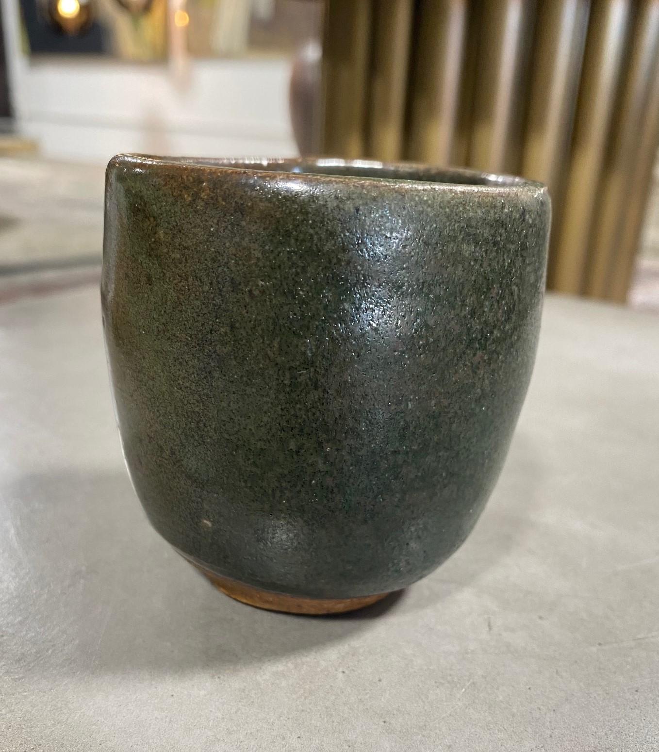 Vernissé Cuillère à thé artisanale japonaise asiatique Wabi-Sabi Yunomi en céramique émaillée en vente