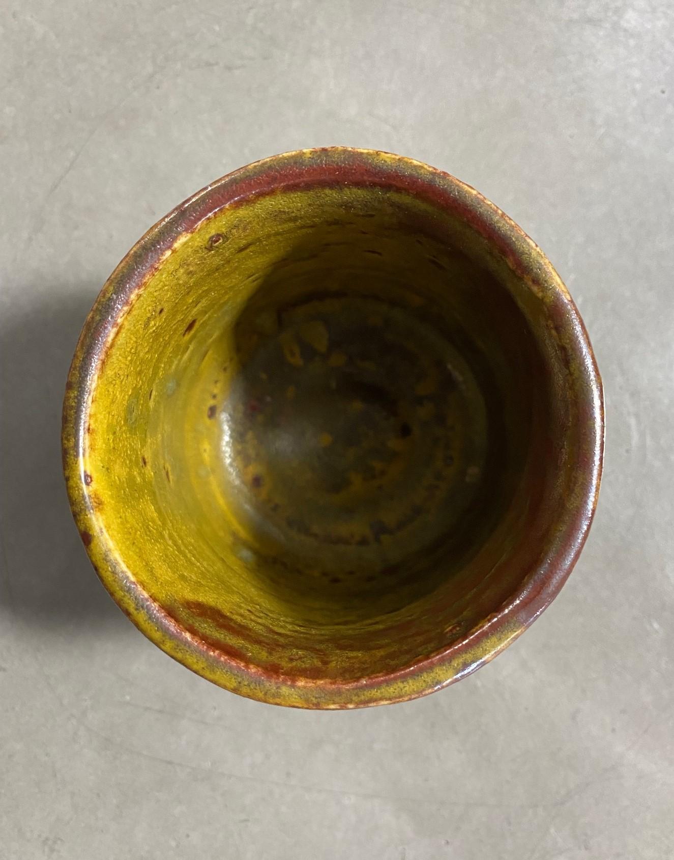 Japanese Asian Artisan Glazed Pottery Mingei Folk Art Wabi-Sabi Yunomi Teacup 3