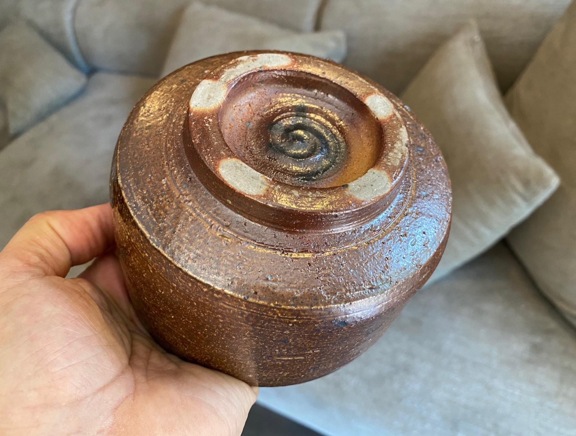 Tazón de té Chawan de cerámica asiática japonesa Bizen Yaki Wabi-Sabi Studio Pottery en venta 5